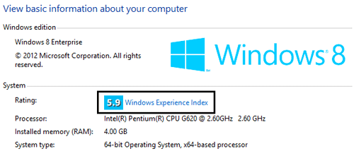 PC Info, Windows Experience Index
